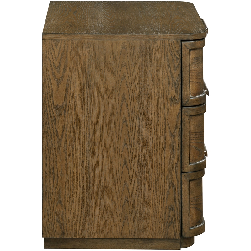 Meridian Furniture Tiberio Brown Oak Veneer And Solid Wood Nightstand