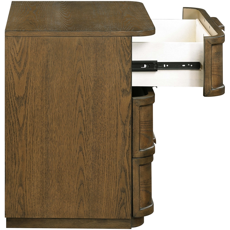 Meridian Furniture Tiberio Brown Oak Veneer And Solid Wood Nightstand
