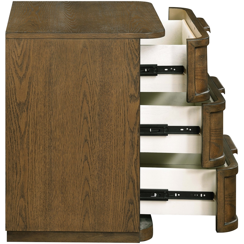 Meridian Furniture Tiberio Brown Oak Veneer And Solid Wood Nightstand