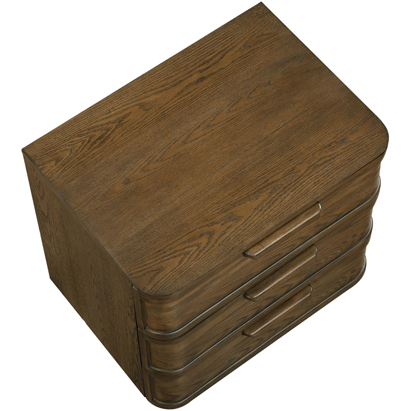 Meridian Furniture Tiberio Brown Oak Veneer And Solid Wood Nightstand