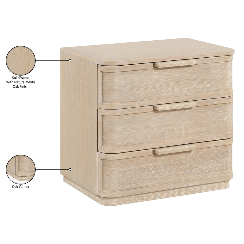 Meridian Furniture Tiberio Natural Oak Veneer And Solid Wood Nightstand