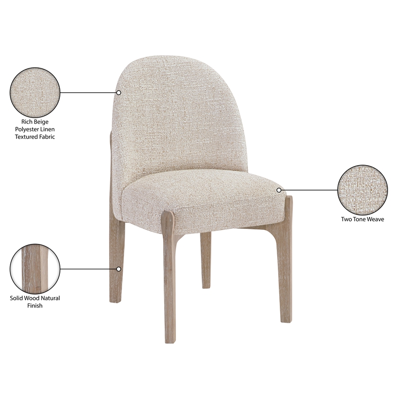 Meridian Furniture Torino Beige Fabric Upholstered Dining Chair (Set of 2)