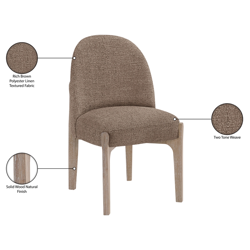 Meridian Furniture Torino Brown Fabric Upholstered Dining Chair (Set of 2)