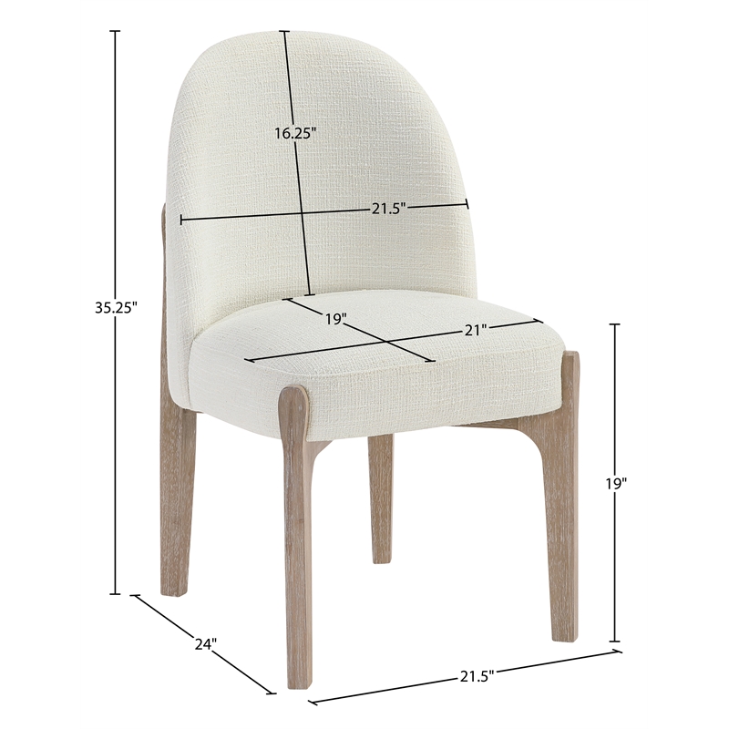 Meridian Furniture Torino Cream Fabric Upholstered Dining Chair (Set of 2)