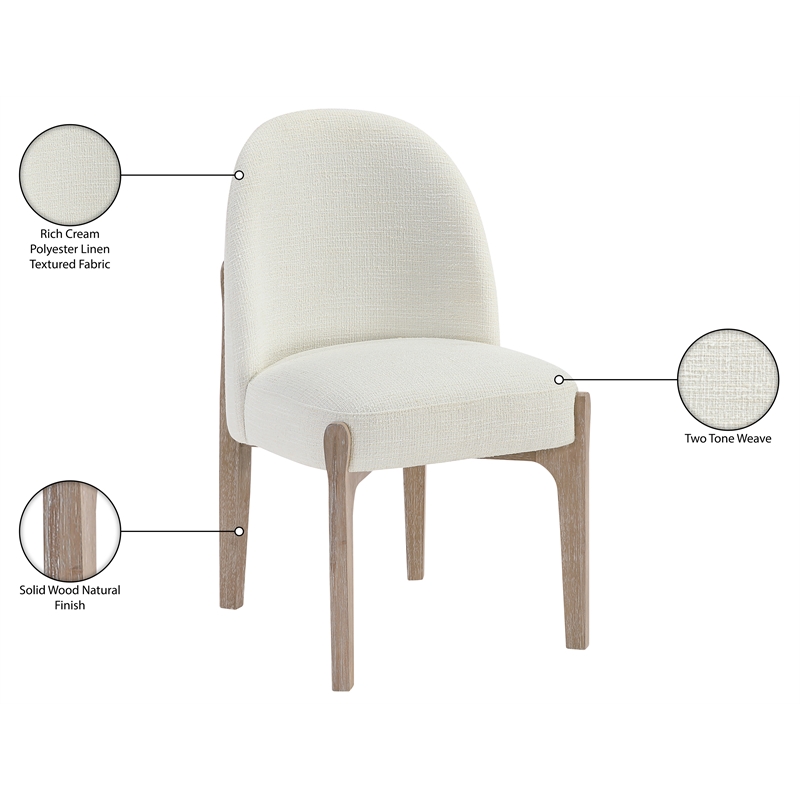 Meridian Furniture Torino Cream Fabric Upholstered Dining Chair (Set of 2)