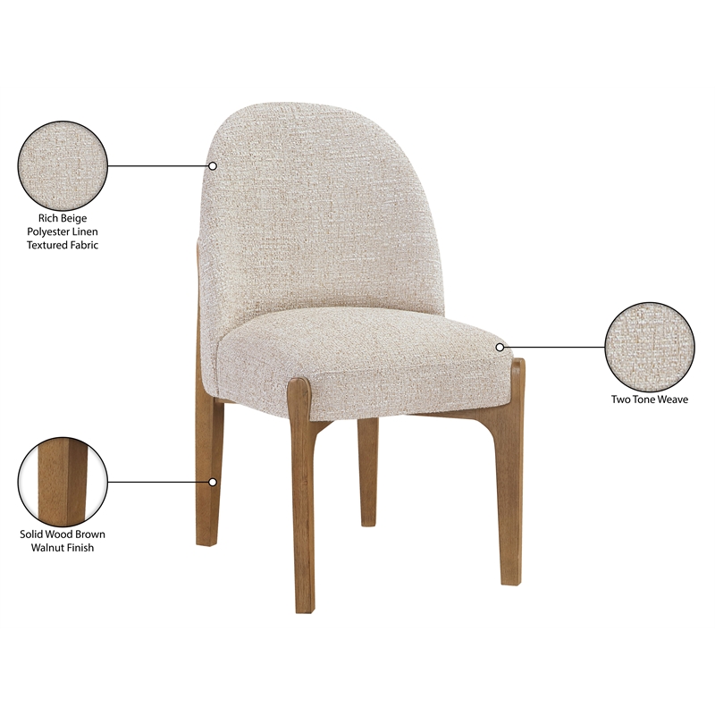 Meridian Furniture Torino Beige Fabric Upholstered Dining Chair (Set of 2)
