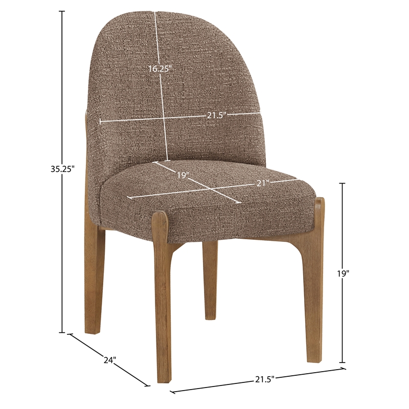 Meridian Furniture Torino Brown Fabric Upholstered Dining Chair (Set of 2)