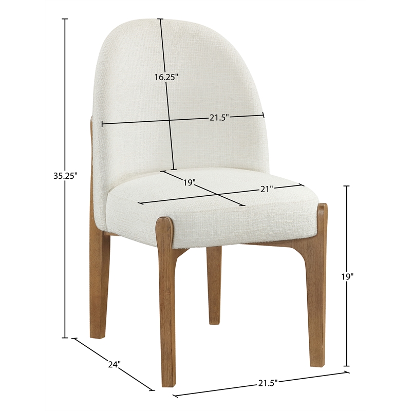 Meridian Furniture Torino Cream Fabric Upholstered Dining Chair (Set of 2)