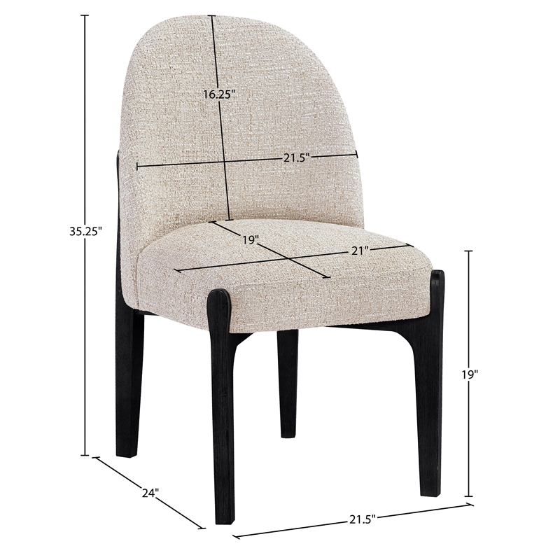 Meridian Furniture Torino Beige Fabric Upholstered Dining Chair (Set of 2)