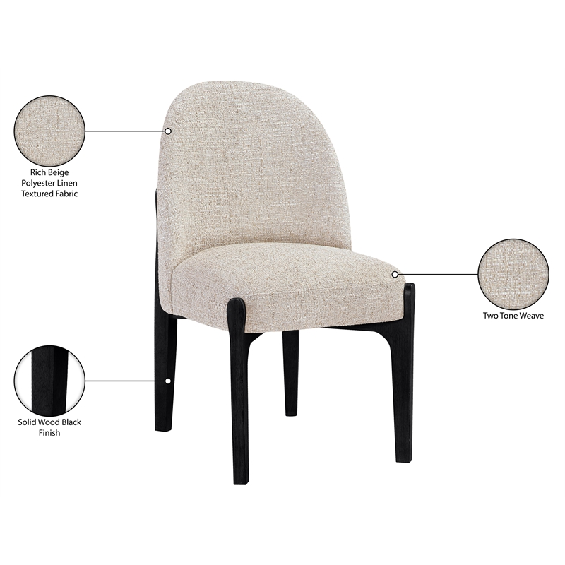 Meridian Furniture Torino Beige Fabric Upholstered Dining Chair (Set of 2)