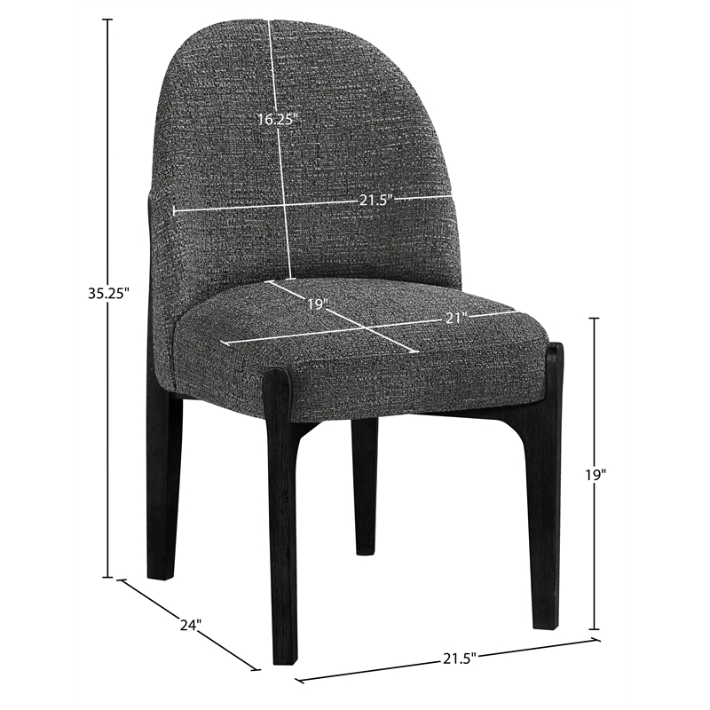 Meridian Furniture Torino Black Fabric Upholstered Dining Chair (Set of 2)