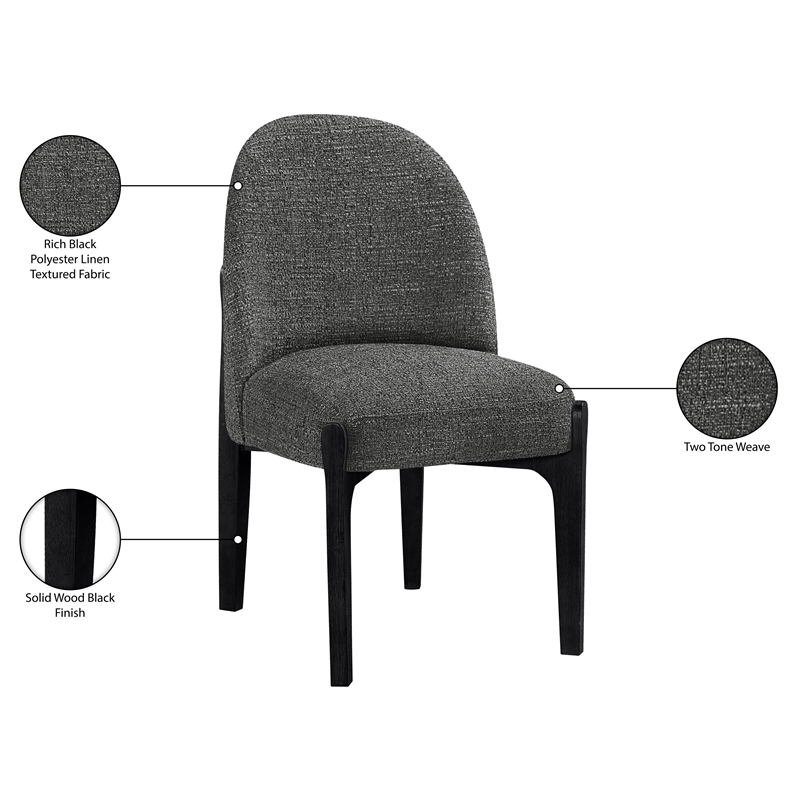 Meridian Furniture Torino Black Fabric Upholstered Dining Chair (Set of 2)