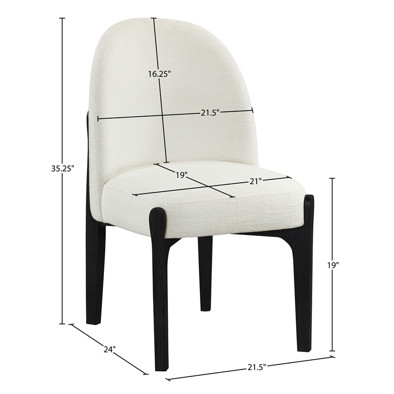 Meridian Furniture Torino Cream Fabric Upholstered Dining Chair (Set of 2)