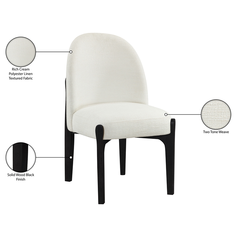 Meridian Furniture Torino Cream Fabric Upholstered Dining Chair (Set of 2)