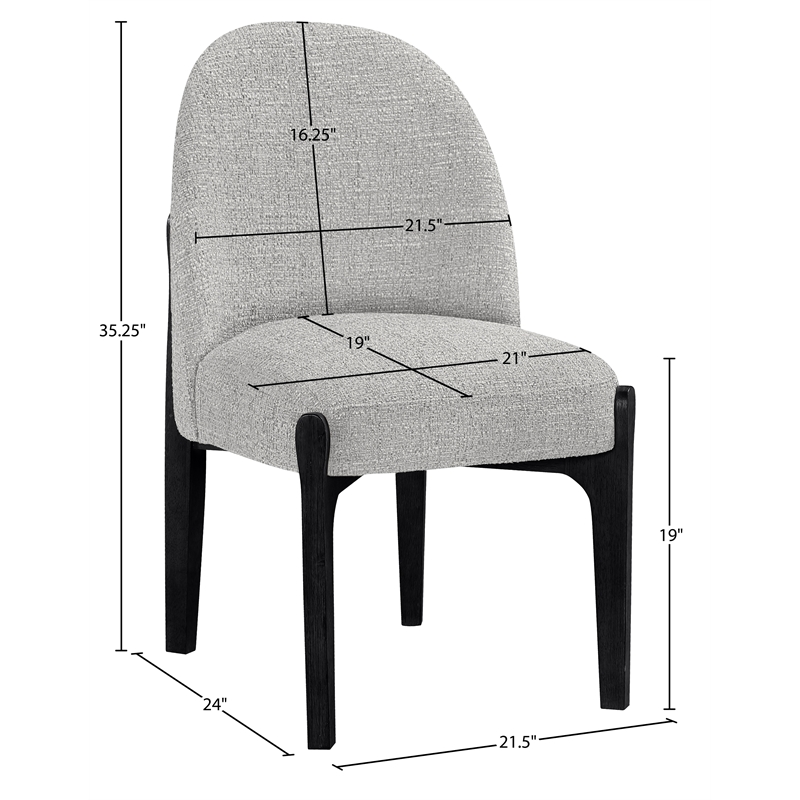 Meridian Furniture Torino Grey Fabric Upholstered Dining Chair (Set of 2)