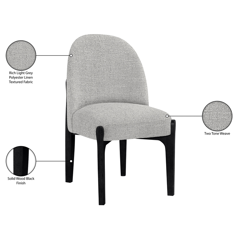 Meridian Furniture Torino Grey Fabric Upholstered Dining Chair (Set of 2)