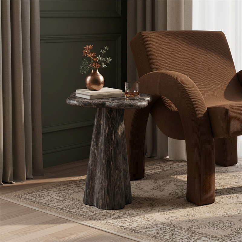 Meridian Furniture Nola Brown Concrete Indoor/Outdoor End Table