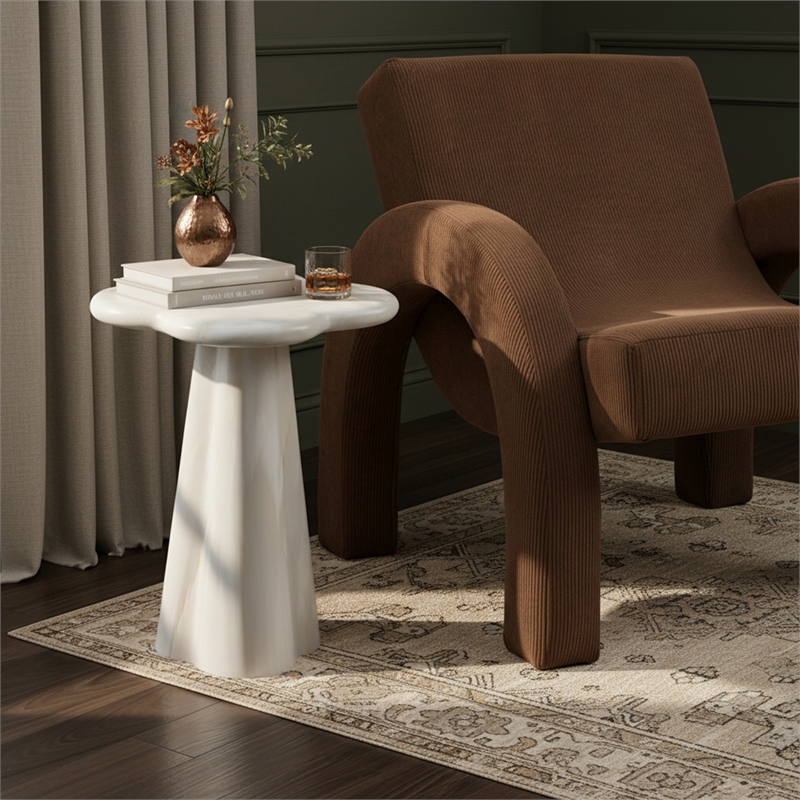 Meridian Furniture Nola White Concrete Indoor/Outdoor End Table
