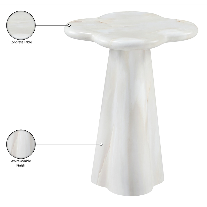 Meridian Furniture Nola White Concrete Indoor/Outdoor End Table