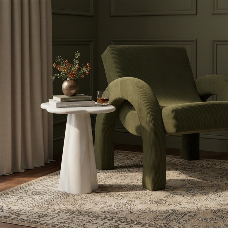 Meridian Furniture Nola White Concrete Indoor/Outdoor End Table