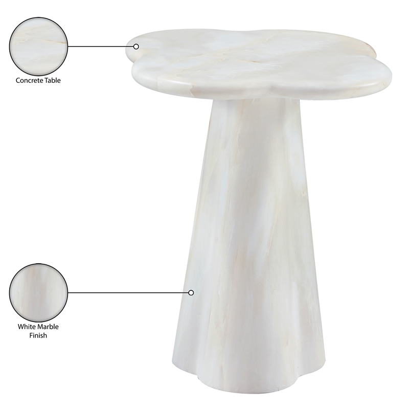 Meridian Furniture Nola White Concrete Indoor/Outdoor End Table