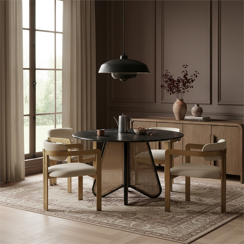 Meridian Furniture Aurum Beige Vegan Leather Dining Chair (Set of 2)