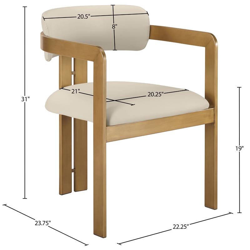 Meridian Furniture Aurum Beige Vegan Leather Dining Chair (Set of 2)