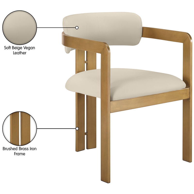 Meridian Furniture Aurum Beige Vegan Leather Dining Chair (Set of 2)