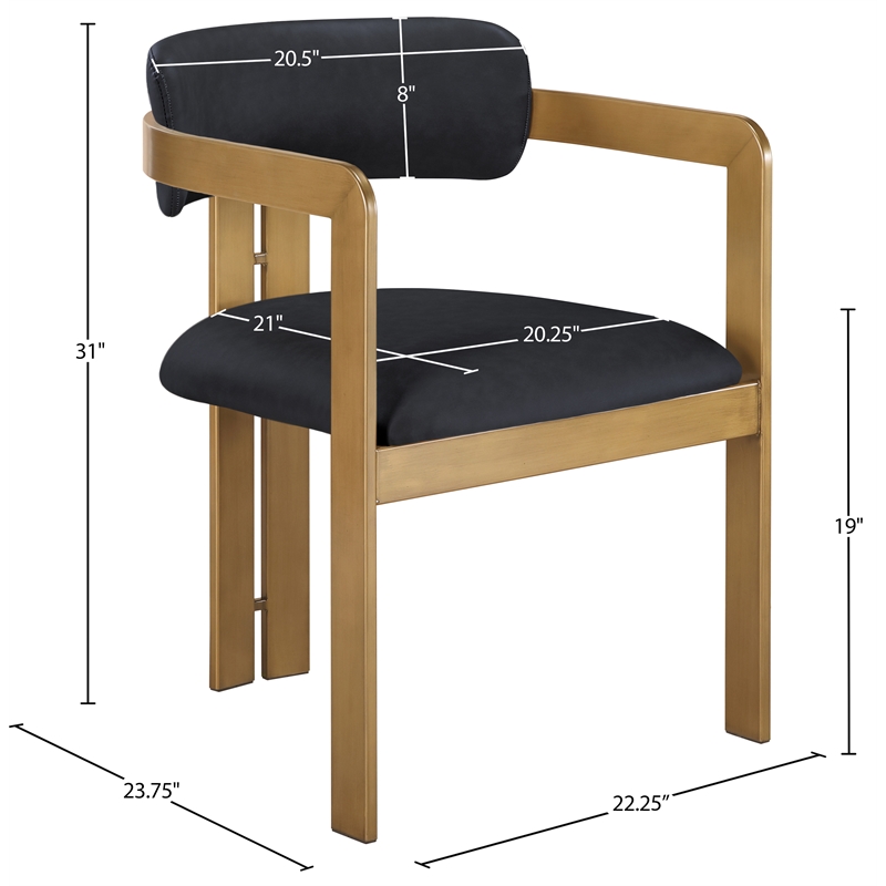 Meridian Furniture Aurum Black Vegan Leather Dining Chair (Set of 2)
