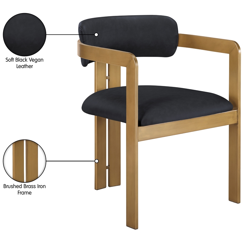 Meridian Furniture Aurum Black Vegan Leather Dining Chair (Set of 2)