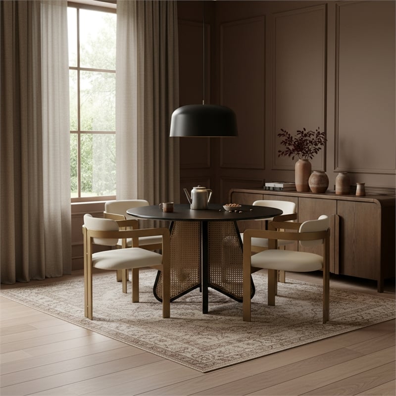 Meridian Furniture Aurum Cream Vegan Leather Dining Chair (Set of 2)