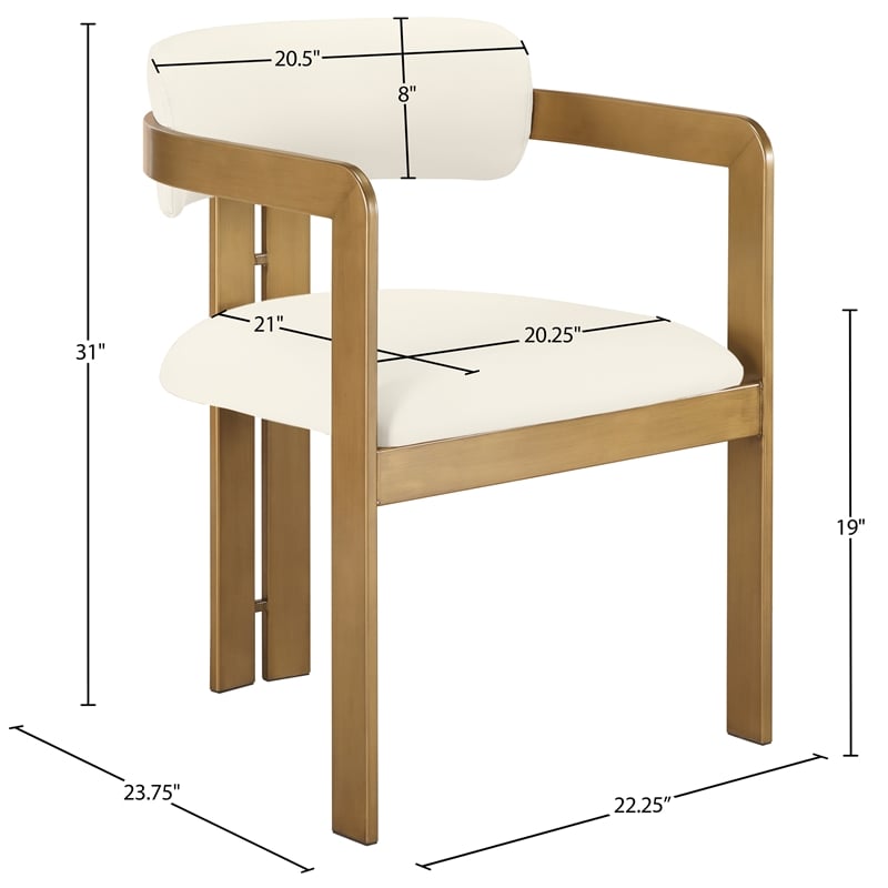 Meridian Furniture Aurum Cream Vegan Leather Dining Chair (Set of 2)