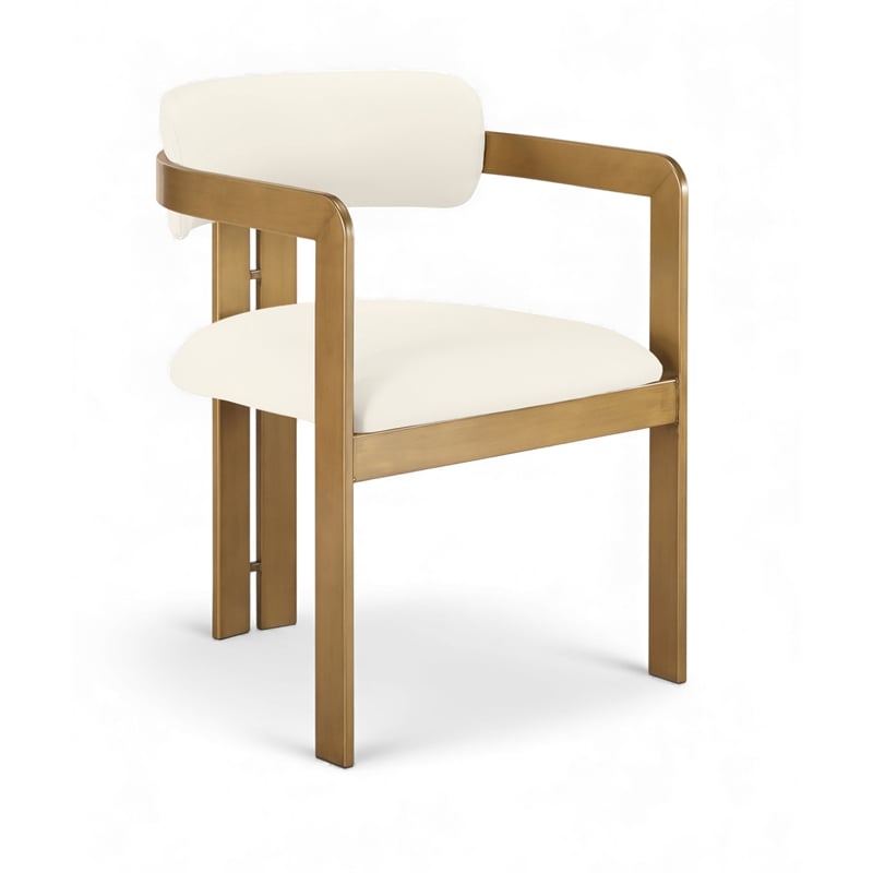 Meridian Furniture Aurum Cream Vegan Leather Dining Chair (Set of 2)