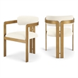 Meridian Furniture Aurum Cream Vegan Leather Dining Chair (Set of 2)