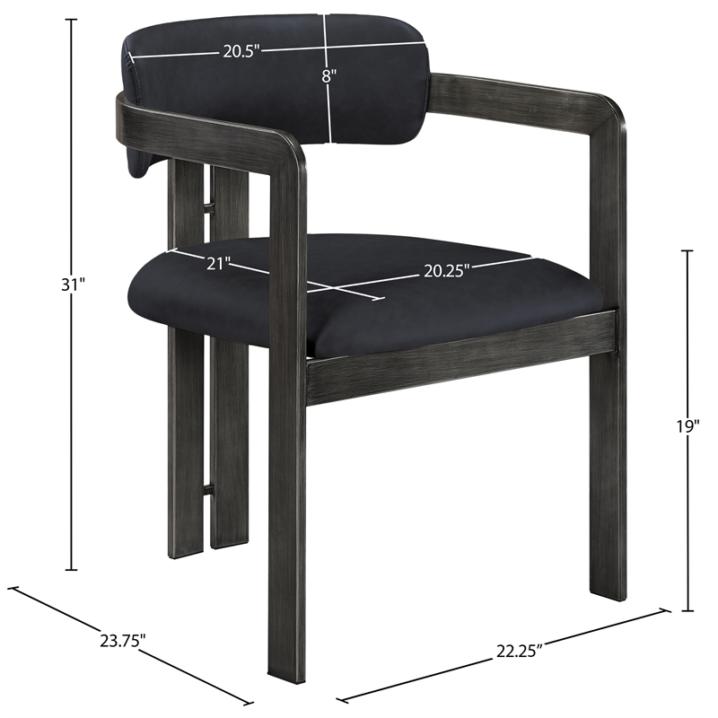 Meridian Furniture Aurum Black Vegan Leather Dining Chair (Set of 2)