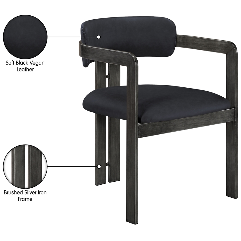 Meridian Furniture Aurum Black Vegan Leather Dining Chair (Set of 2)