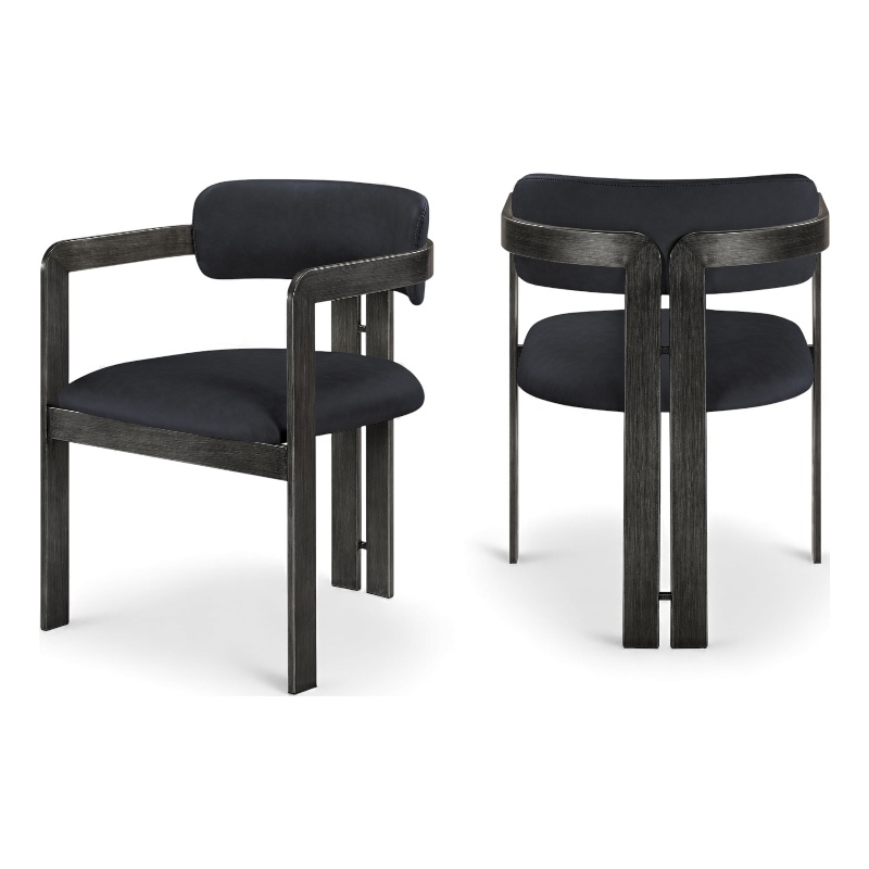 Meridian Furniture Aurum Black Vegan Leather Dining Chair (Set of 2)