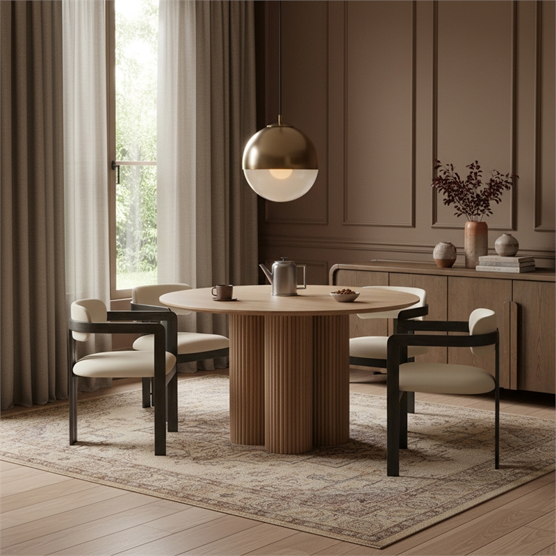 Meridian Furniture Aurum Cream Vegan Leather Dining Chair (Set of 2)