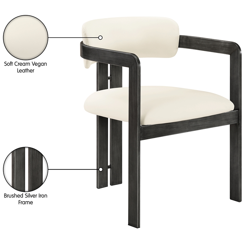 Meridian Furniture Aurum Cream Vegan Leather Dining Chair (Set of 2)