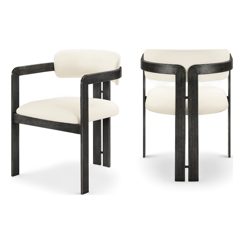 Meridian Furniture Aurum Cream Vegan Leather Dining Chair (Set of 2)