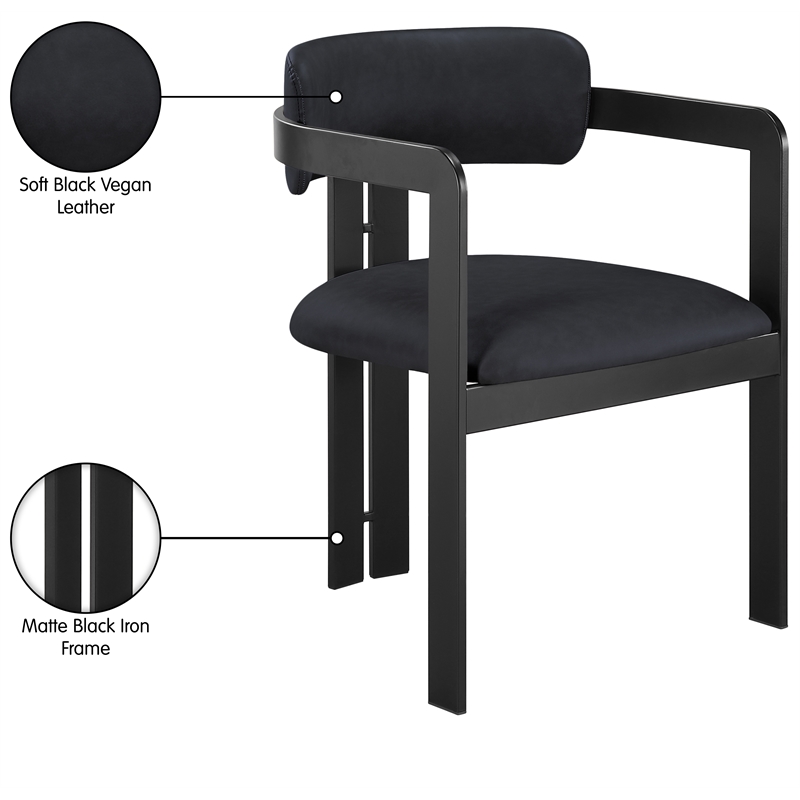 Meridian Furniture Aurum Black Vegan Leather Dining Chair (Set of 2)