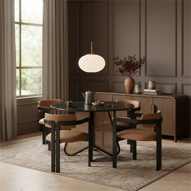Meridian Furniture Aurum Cognac Vegan Leather Dining Chair (Set of 2)