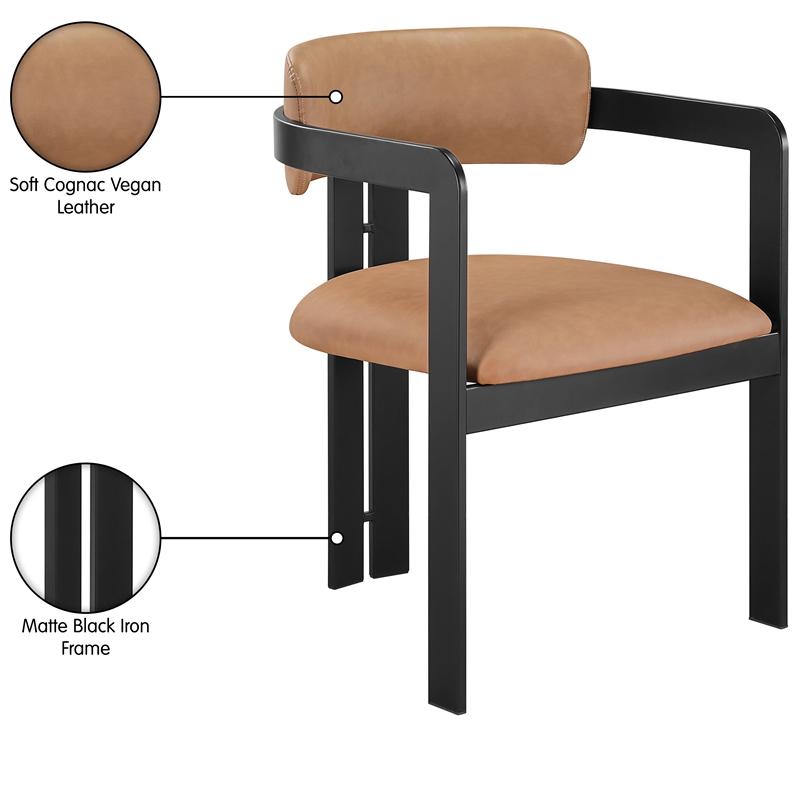 Meridian Furniture Aurum Cognac Vegan Leather Dining Chair (Set of 2)