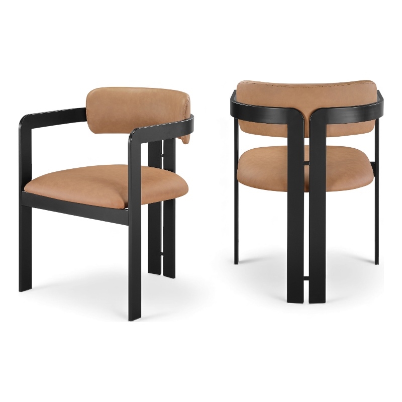 Meridian Furniture Aurum Cognac Vegan Leather Dining Chair (Set of 2)
