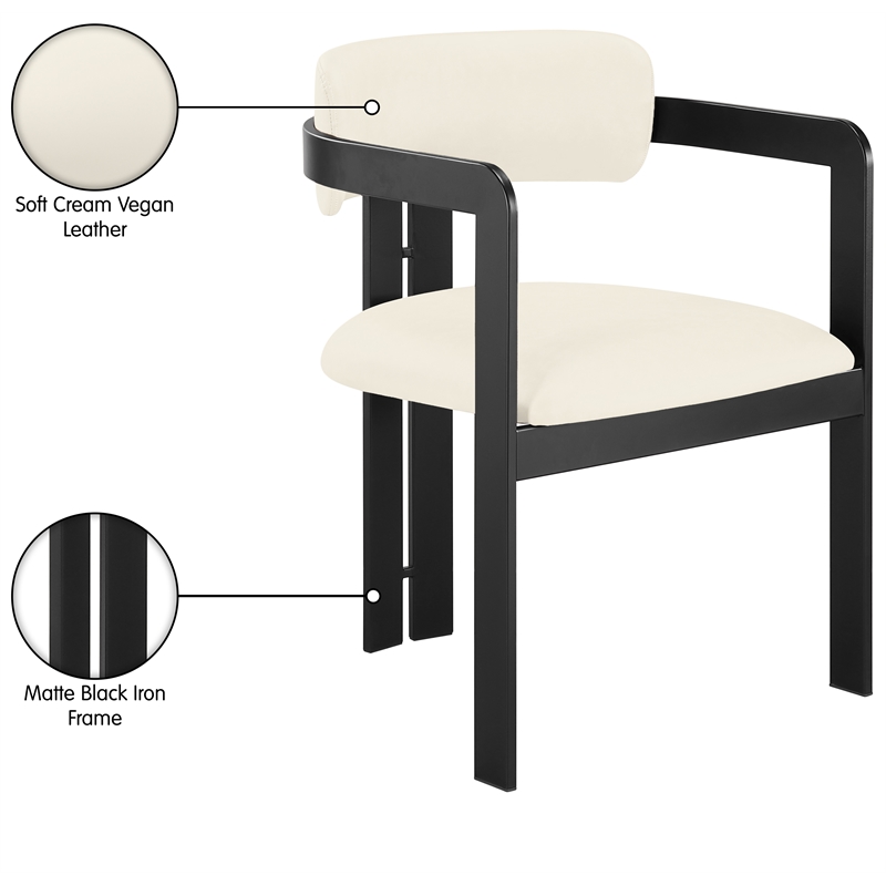 Meridian Furniture Aurum Cream Vegan Leather Dining Chair (Set of 2)