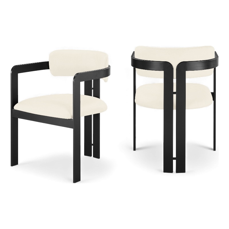 Meridian Furniture Aurum Cream Vegan Leather Dining Chair (Set of 2)