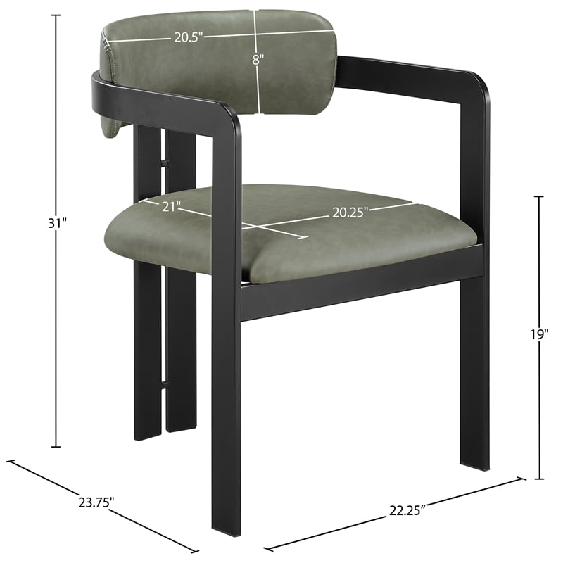 Meridian Furniture Aurum Green Vegan Leather Dining Chair (Set of 2)
