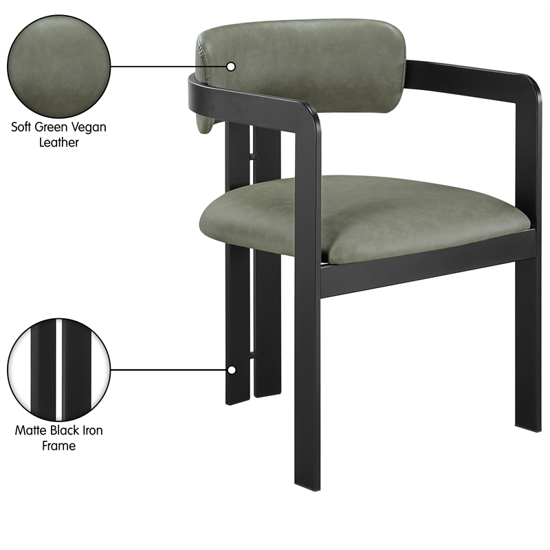 Meridian Furniture Aurum Green Vegan Leather Dining Chair (Set of 2)