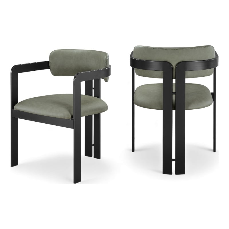 Meridian Furniture Aurum Green Vegan Leather Dining Chair (Set of 2)