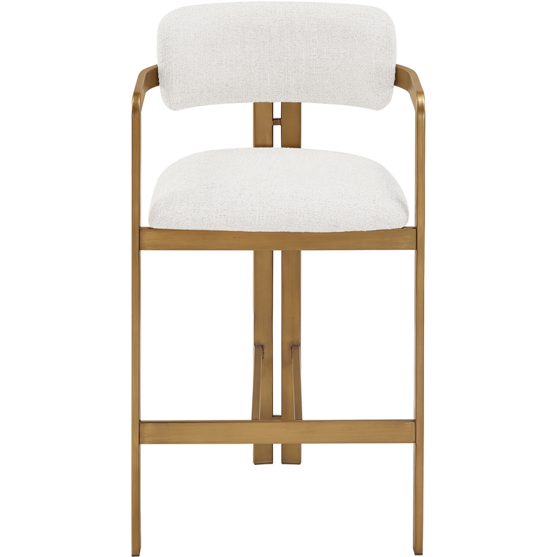 Meridian Furniture Aurum Cream Linen Textured Fabric Upholstered Counter Stool